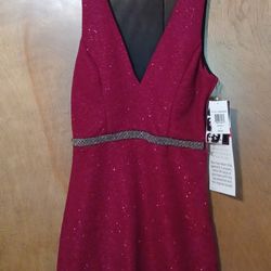 Trixxi girl junior size 9 red/black glitter beaded dress New