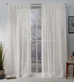 Rod Pocket Solid Sheer Curtains Set of 2 Panels 50 in. W x 84 in. L Belgian Snowflake Hidden Tab