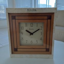 Bulova Quartz Vintage Wall Clock 12" Wooden Square New Sealed Package