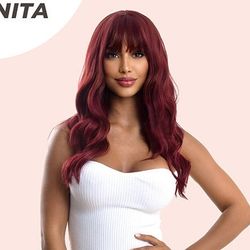  Red Body Wave Wig With Bangs ANITA
