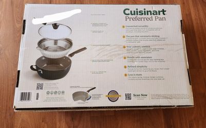 NEW Cuisinart Preferred Cooking Pan 3-Pc Set Nouveau Navy 4.5 Qt. Multi-Purpose Pan Cover Steamer Kitchen Food Cook