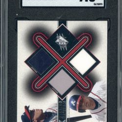 SGC 9.5 CHIPPER & ANDREW JONES /ETC 2001 UD SPX WINNING MATERIALS GAME-USED BASEBALL CARD