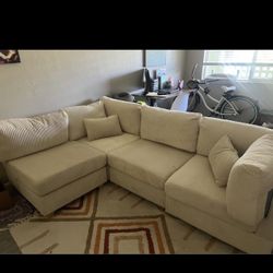 Reversible modular Sofa Velvet White l-shaped Sectional Couch