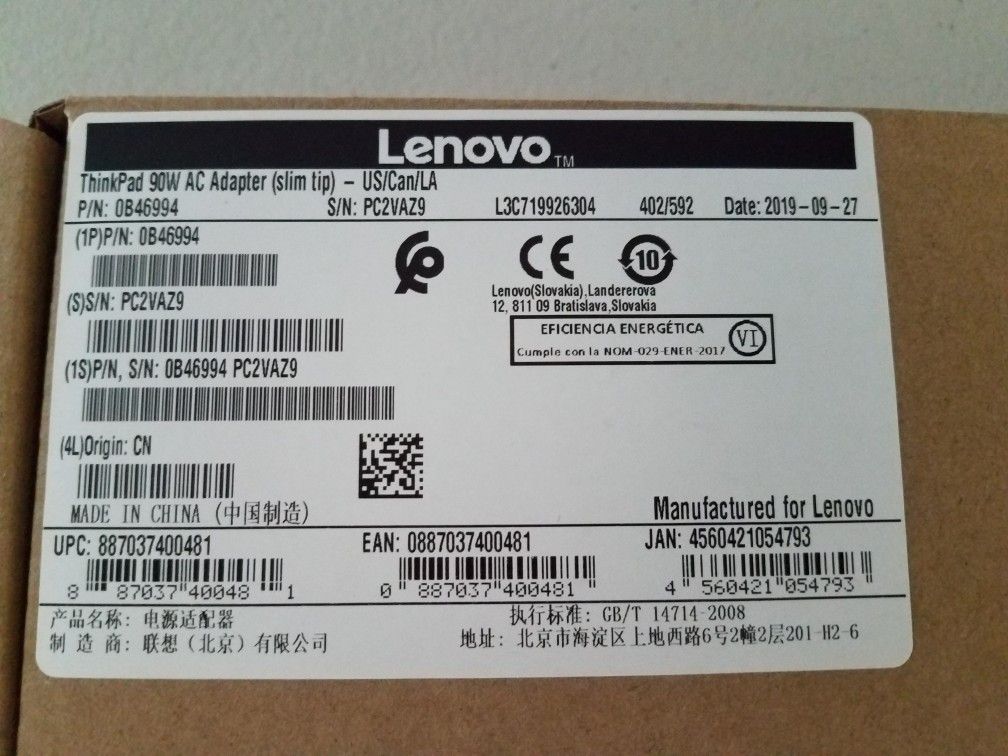 Brand New ThinkPad 90w AC adapter slim tip