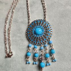 Vintage Avon NR "Turquoise" Medallion Necklace Southwest