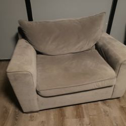 Oversize Gray Plush Chair