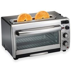 Hamilton Beach 2-in-1 Countertop Oven and Long Slot Toaster, Stainless Steel, 60 Minute Timer and Automatic Shut Off (31156)

