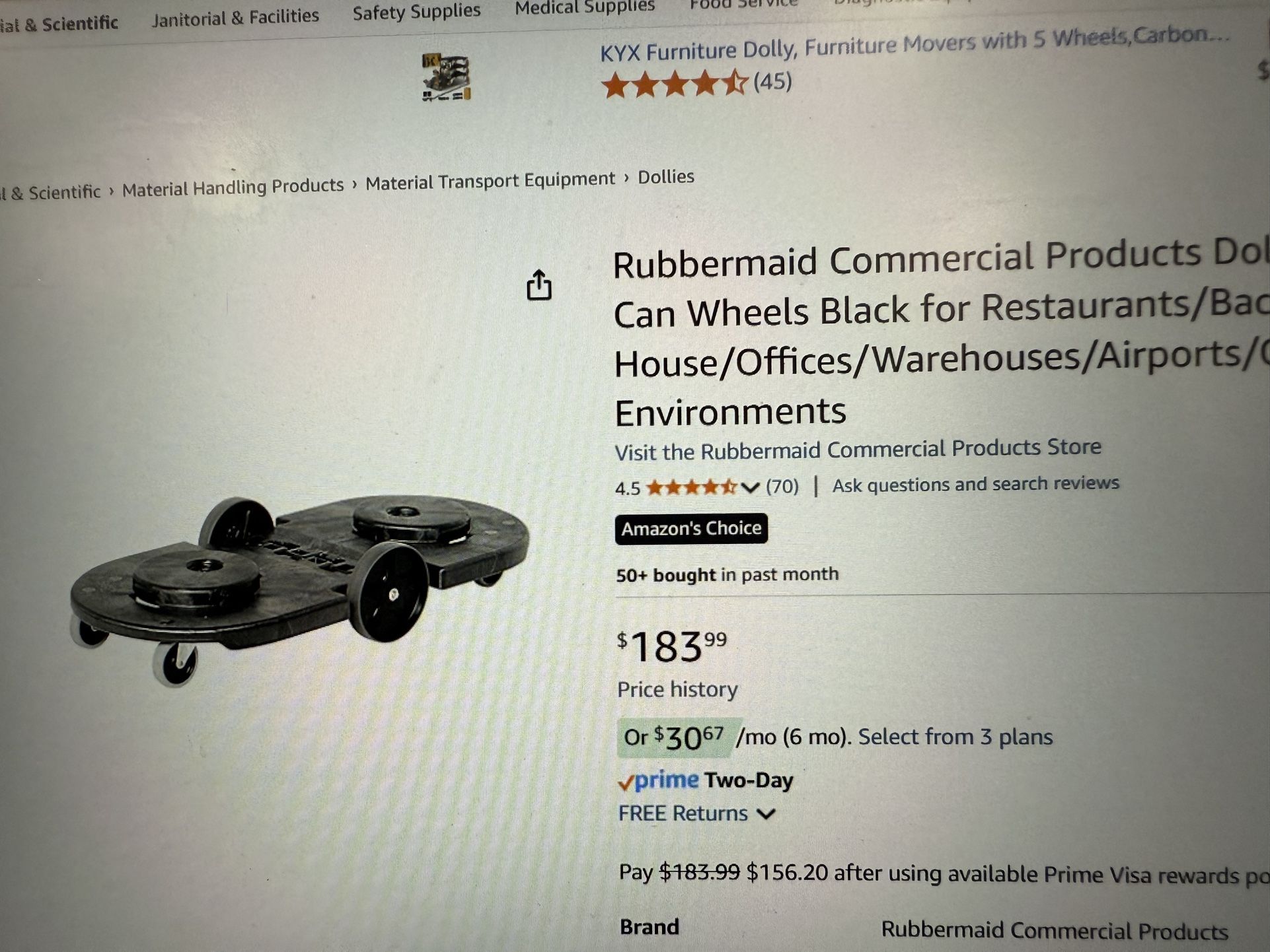 Rubbermaid Commercial Products Dol Can Wheels Black for Restaurants/Bac House/Offices/Warehouses/Airports/