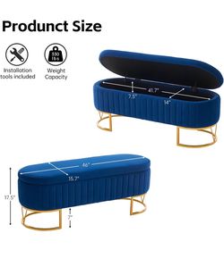 Blue storage ottoman bench (NEW IN BOX)
