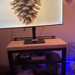 Tan And Dark Brown Wooden Tv Stand 