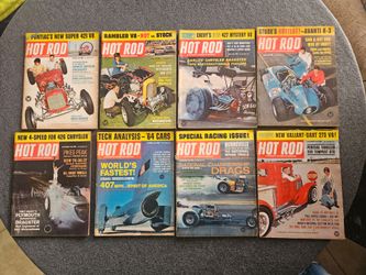 Vintage Hot Rod Magazine Lot of 8 (1963) Pontiac 421, Spirit of America 407 MPH, 427 Mystery V8 car