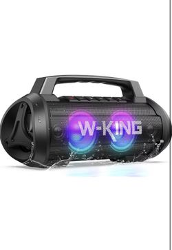 W-King Portable Bluetooth Speaker, 120W Peak Loud Bass Boombox Outdoor 70W Subwoofer, Stereo Pair, Deep Bass, 4 Drivers, IPX6, BT5.4, EQ, 42H, RGB, TF