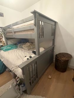 Gray Wood Twin over full Bunk Bed Frame