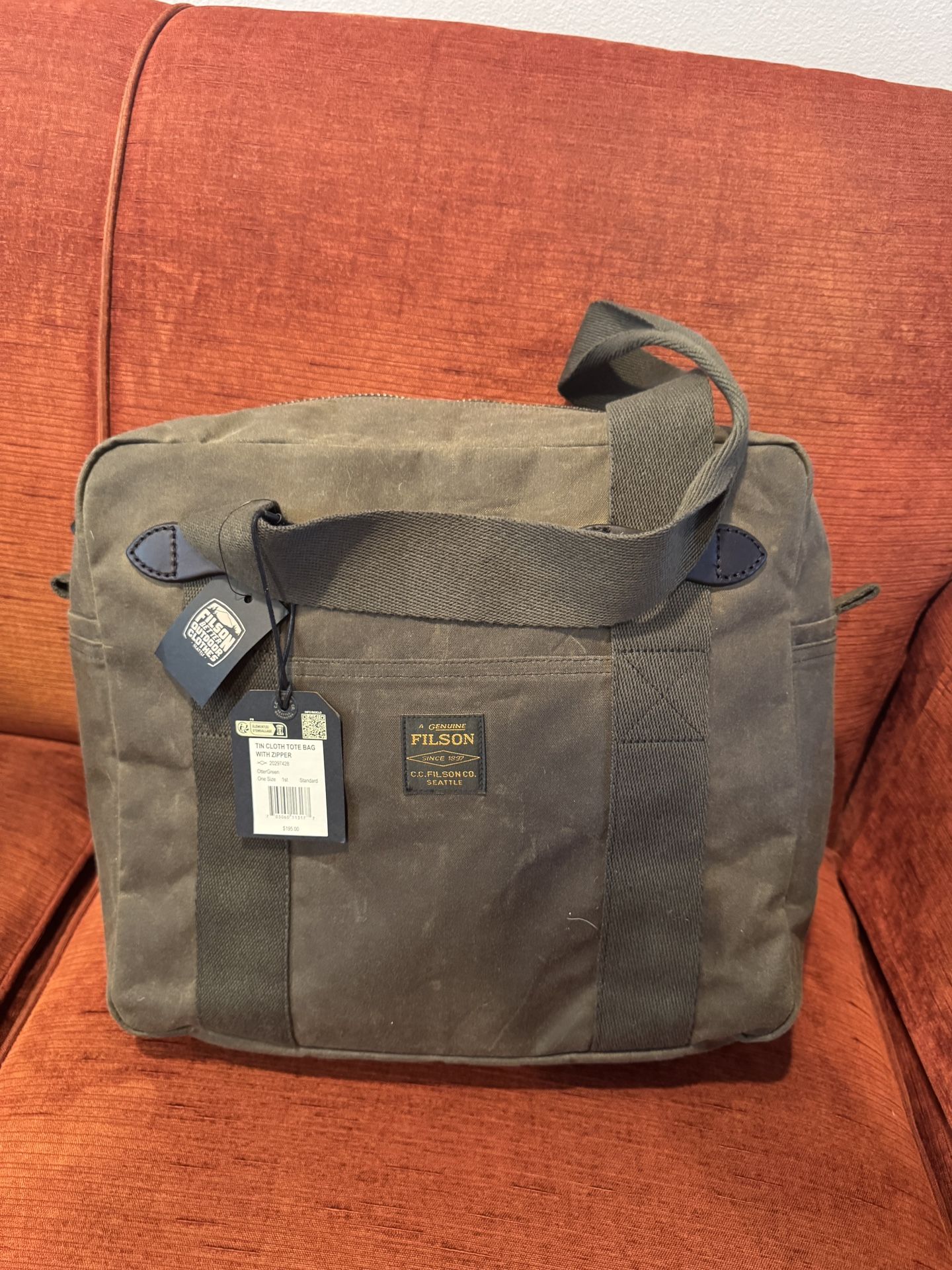 New Filson Tin Cloth Tote Otter Green