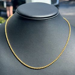 Jewelry 10k hollow yellow gold Rope necklace chain 18.00" 2.00mm w lobster lock