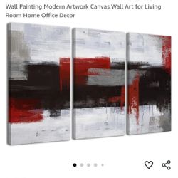 Amazon $50 asking $35 New Red Abstract Wall Art-Abstract Picture 3 Piece Canvas Print Wall Painting Modern Artwork Canvas Wall Art for Living Room Hom