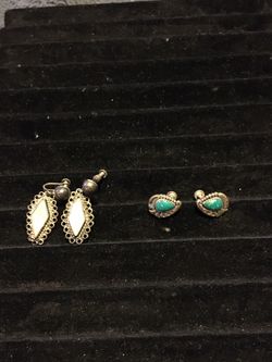 Two sets of vintage sterling silver screw back clip on earrings