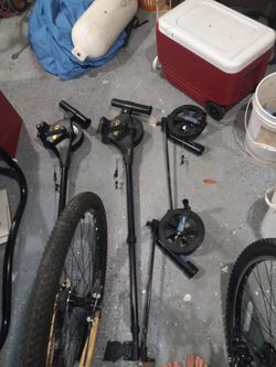 They cost 295.00 plus 99.00 for the swivel base . There are 2 cannon down riggers and 2 swivel bases . Plus 2 macjak  down riggers