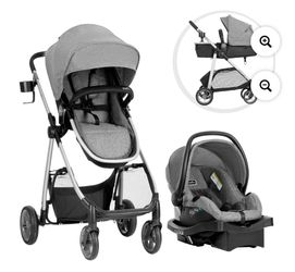 Evenflo Plus Travel System with LiteMax Sport Infant Car Seat, Mylar Gray, Unisex