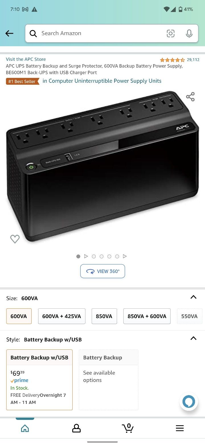 APC 600 VA/300W UPS - Brand New (Sealed)