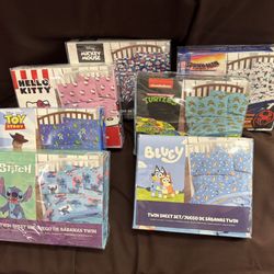 Twin Sheets Spiderman Bluey Mickey Hello Kitty Toy Story Stitch Ninja Turtles