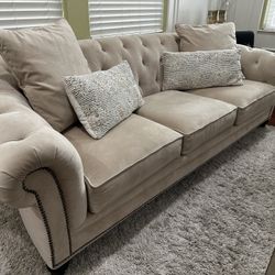 3 Seater Tufted Sofa w/ FREE Decorative Pillows