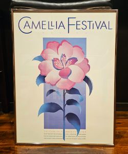 Vintage Camelia Festival Floral Botanical Framed Art