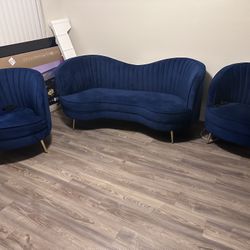 Blue Velvet Couches 