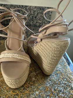 Nude platform wedge sandals size 38