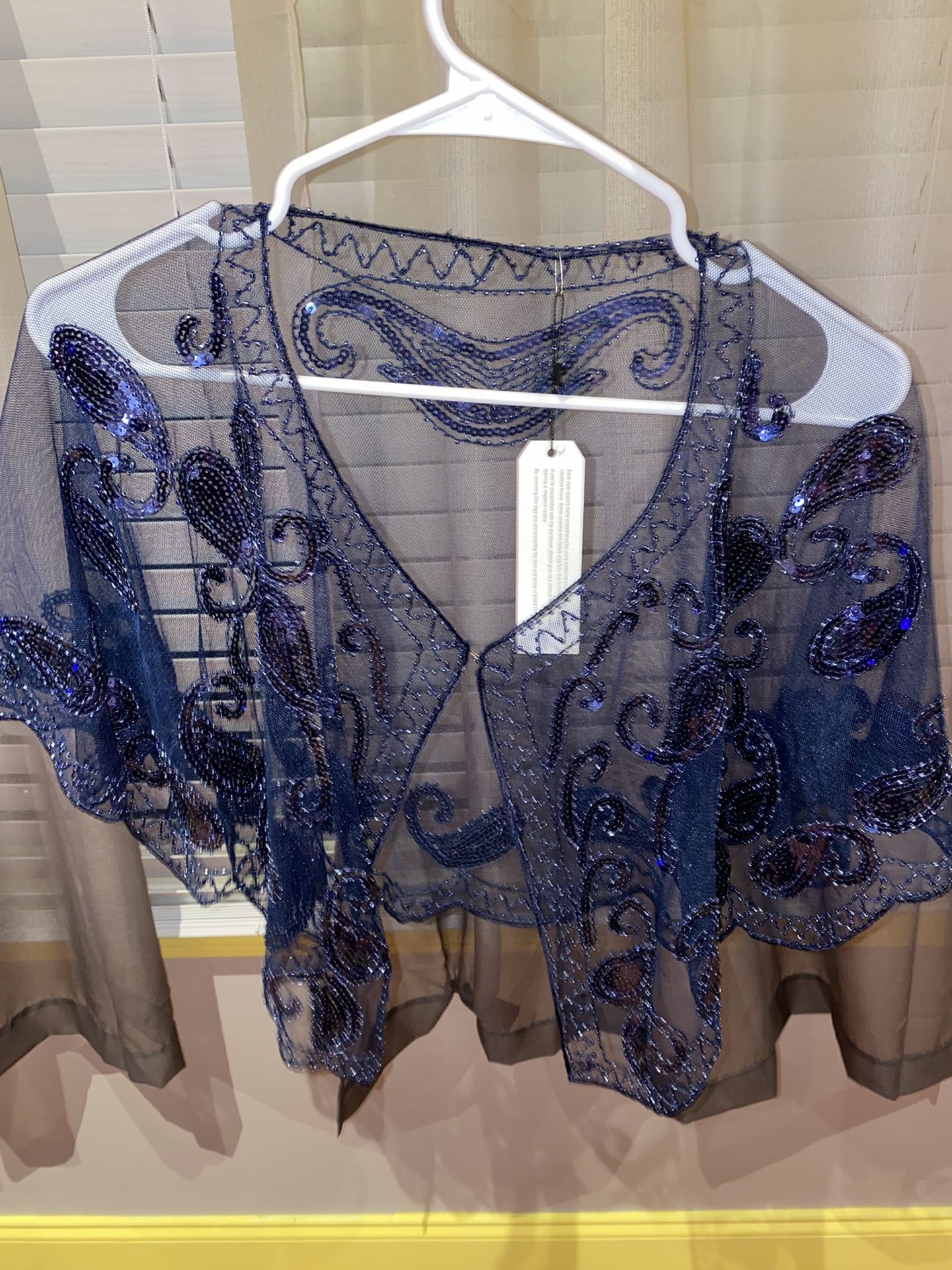 Blue Sequence dress with Shawl Size 18
