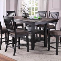 7 Pc Counter Height Table With 2 Under Table Shelf ‼️🚨 Only One Available 🚨‼️