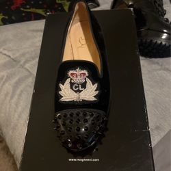 Louboutin Flats,red Bottoms Black Size 38-1/2