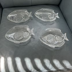 Fish Appetizer Glass Plates (4)