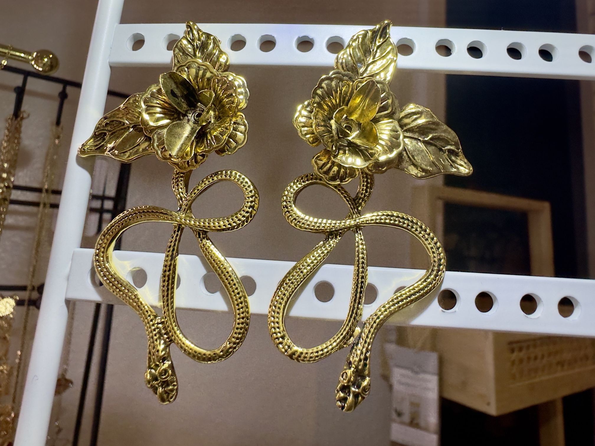 New 2025 Year of the Snake and Rose Statement Stud Earrings Women Vintage