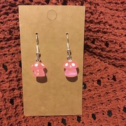 Pink Mini Mushroom Earrings