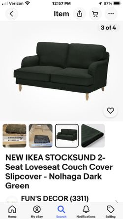 Stocksund (Ikeas) 2 Seat Sofa Cover (Brand new) Dark green, Almost Black