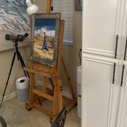Wooden Easel Heavy-duty Studio Quality , On Wheels, Easel Only ! 