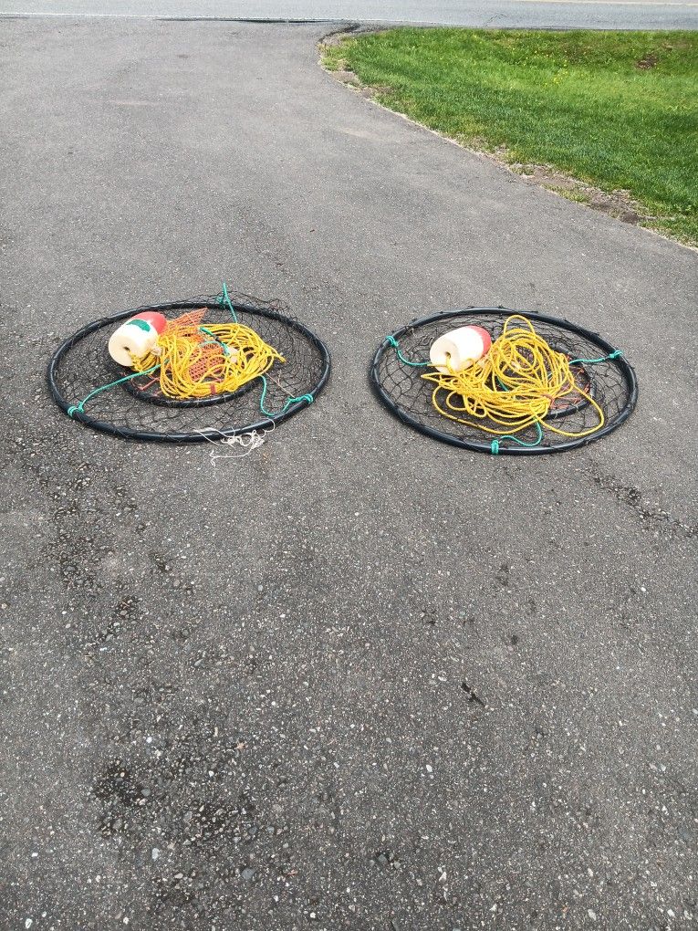 2- ring crab pots with rope and bait box's and buoys