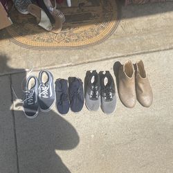Boys Tennis Shoes Like New From Left Vans Size 3 Navy Size 12 , (Grey Size 1 Sold) And Girls New  Boots Size 4 