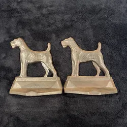 Vintage PAL Cast Metal Dog Bookends Matching Pair COPR 1929 4 lb 5.4 oz