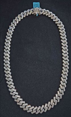Moissanite Monaco Link Chain 24" Solid Silver
