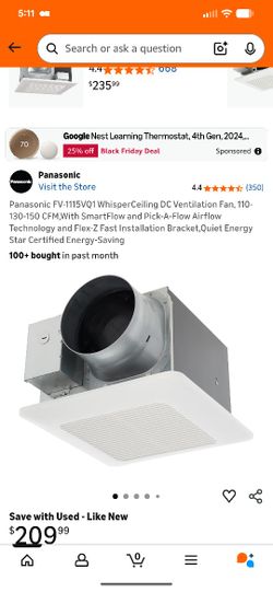 New Panasonic WhisperCeiling DC Ventilation Fan RG-C1315A