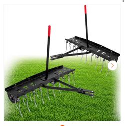 NEW IN BOX 40 in. Tow Behind Dethatcher with 20 Steel Spring Tines Outdoor Lawn Sweeper Garden Grass Tractor Rake for Lawn Care