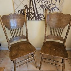 Vintage antique oak dining chairs