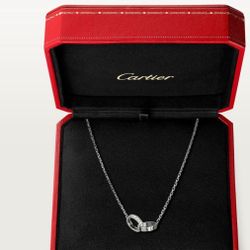 AUTHENTIC CARTIER LOVE PENDANT, HALF-PAVED DIAMOND 18K WHITE GOLD