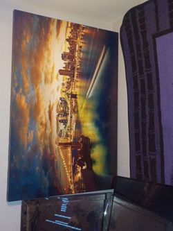 City Skyline Night Canvas Wall Art