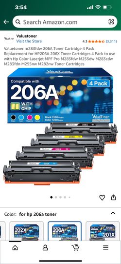 m283fdw 206A Toner Cartridge 4 Pack Clearance Sale