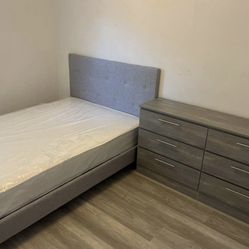 Full Bed Whit Mattress And Dresser - Cama Full Con Colchón Y Cómoda 