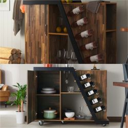 wooden bar w/ wine rack!