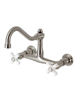 Kingston Brass Vintage 2-Handle Wall-Mount Bathroom Faucets in Brushed Nickel
